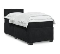 sephironlbb Lit à sommier tapissier, 80 x 200 cm, noir, avec housse en velours, matelas confortable, ressorts ensachés et éclairage LED, surmatelas inclus pour chambre à coucher