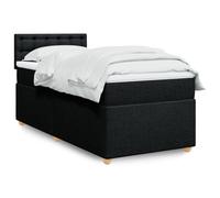 sephironlbb Lit à sommier tapissier avec matelas, noir, 80 x 200 cm, tissu, ressorts ensachés, éclairage LED, surmatelas, pour un sommeil réparateur