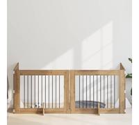 sephironlbb Lot de 4 barrières pour chien avec supports pliables en chêne Artisan - 100 x 80 cm - Clôture en métal pour l'intérieur - Portable et sûre - Pour dressage et protection