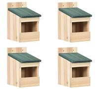 sephironlbb Lot de 4 nichoirs en bois de sapin 12 x 16 x 20 cm avec toit vert, résistant aux intempéries, idéal pour le jardin, le balcon et la terrasse comme nichoir et mangeoire pour oiseaux