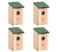 sephironlbb Lot de 4 nichoirs en pin - 12 x 12 x 22 cm - Avec support en métal - Résistant aux intempéries - Pour jardin, balcon, terrasse - Comme nichoir - Mangeoire à suspendre et protection pour