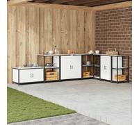 sephironlbb Meuble Armoire de Rangement Cuisine HATTEM Blanc 90 x 50 x 53 cm avec étagères en Acier et Bois, 2 Portes, idéal Buffet vaisselier desserte pour Organiser ustensile et épices
