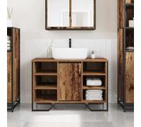 sephironlbb Meuble lavabo Salle Bain Bois Ancien 91x35x60 cm avec tiroir et étagères Robustes Rangement Vasque Armoire Placard pour évier Toilette Organisateur sanitaire