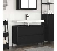 sephironlbb Meuble lavabo Salle de Bain chêne Noir 90x34,5x60 cm avec tiroirs et Rangement, Armoire Placard Suspendu pour Vasque évier Toilette, Niche Organisateur sanitaire et Accessoire buanderie