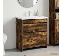 sephironlbb Meuble sous lavabo en Bois d'ingénierie chêne fumé pour Salle de Bain 78,5x37,5x81 cm avec tiroirs spacieux Rangement Vasque Armoire Colonne Placard Organisateur pour évier Toilette