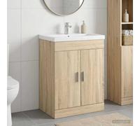 sephironlbb Meuble sous lavabo en Bois d'ingénierie Chêne Sonoma 78,5 x 37,5 x 81 cm avec Porte charnières Rangement Salle Bain pour Vasque évier Toilette Organisateur