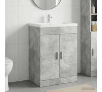 sephironlbb Meuble sous lavabo Gris béton en Bois d'ingénierie 56 x 37,5 x 81 cm avec Porte charnière Rangement Salle de Bain Moderne pour Vasque évier Toilette Placard Organisateur