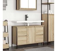 sephironlbb Meuble sous-Vasque chêne Sonoma 90x34,5x60 cm avec tiroirs et Porte, Armoire Salle Bain Rangement lavabo évier Toilette, étagère Niche Organisateur pour Accessoires sanitaires