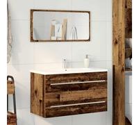 sephironlbb Meuble sous-Vasque en Bois d'ingénierie Bois Vieilli 80 x 38,5 x 48 cm Meuble lavabo Salle de Bain Rangement Mural avec Porte tiroir pour évier Toilette Organisateur