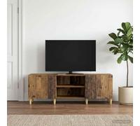 sephironlbb Meuble TV en Bois d'ingénierie 150 x 31 x 50 cm avec Pieds en Eucalyptus Massif, Rangement Vintage pour Salon, étagère, Porte pivotante, Support Console Audio vidéo