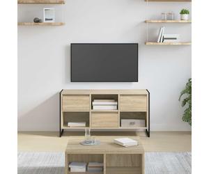 sephironlbb Meuble TV en Bois d'ingénierie Sonoma, 100 x 36 x 49,5 cm, avec tiroirs, étagères et Support pour Salon séjour Multimedia Audio vidéo