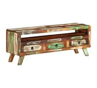 sephironlbb Meuble TV Multicolore en Bois Massif de récupération 110x30x40 cm avec 3 tiroirs étagère Rangement pour Salon séjour Chambre mobilier Audio vidéo