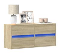 sephironlbb Meuble TV Mural chêne Sonoma avec lumières LED RVB 100x31x45 cm, 4 tiroirs, Rangement pour Salon séjour Chambre, Support multimédia et Console Suspendue