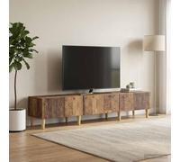 sephironlbb Meuble TV Vintage en Bois d'ingénierie 147 x 34,5 x 30 cm avec 3 tiroirs, Support Rangement Salon séjour Chambre pour télévision Audio vidéo et Box Multimedia