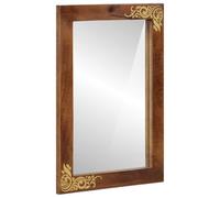 sephironlbb Miroir de Salle de Bain Marron Miel en Verre et Bois de manguier 70 x 50 x 2,5 cm Cadre Robuste pour Meuble lavabo Vasque Rangement Armoire Colonne tiroir Porte