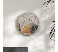 sephironlbb Miroir rond sable 60 x 3 cm avec cadre en fer pour intérieur, salon, chambre à coucher, couloir, salle de bain, décoration avec motif floral et montage facile, réflexion de la lumière et
