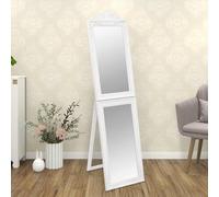 sephironlbb Miroir sur pied blanc - 50 x 200 cm - Avec cadre en bois - Pliable - Stable - Pour couloir, chambre à coucher, dressing, garde-robe - Décoratif - Style baroque - Verre transparent