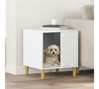sephironlbb Niche pour chien, blanc brillant, en bois 44 x 42 x 49 cm, intérieur, refuge moderne pour chiens, durable, compact, idéal comme lieu de couchage et protection dans le salon ou le jardin