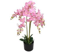 sephironlbb Orchidée Artificielle avec Pot 75cm Rose Plante Artificielle en Polyester avec 43 Fleurs et 9 Feuilles Décoration Durable pour Salon Chambre Bureau Balcon Rebord de Fenêtre