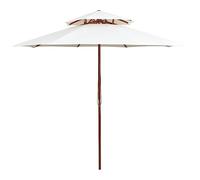 sephironlbb Parasol à Deux étages en Bois Blanc crème avec Grand auvent 270x270 cm, Support en Bois Dur, Voile UV, Protection Solaire pour terrasse Jardin Patio Plage Camping