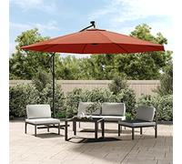 sephironlbb Parasol Suspendu en Toile de Tissu Robuste avec lumières LED solaires, inclinable pour terrasse, Jardin ou Balcon, Protection UV, Base croisée Stable, Facile à Ouvrir et Fermer