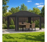 sephironlbb Pavillon 4x3 m Anthracite en Polyester et Acier Robuste avec Protection UV pour terrasse Jardin extérieur Patio et Balcon, idéal pour ombrager et se protéger du Soleil et de la Pluie