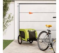 sephironlbb Remorque de vélo pour chien verte et noire en tissu Oxford et fer, pliable avec fenêtre en filet, protection contre la pluie, cadre stable, charge de 45 kg, idéale pour l'extérieur, les
