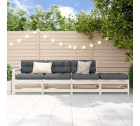 sephironlbb Salon de Jardin 4 pièces en Bois de pin Massif Blanc Module modulable pour terrasse Balcon Patio Ensemble de détente avec fauteuils et Repose-Pieds
