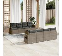 sephironlbb Salon de Jardin 9 pièces Gris en résine tressée avec Coussins, Ensemble modulable pour terrasse, Balcon, Patio, Coin Lounge Convivial avec Table, fauteuils et Banquette