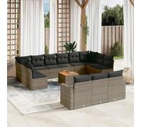sephironlbb Salon de Jardin modulable 14 pièces Gris résine tressée avec Coussins Amovibles pour terrasse Balcon Patio Veranda Espace détente