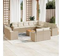 sephironlbb Salon de Jardin modulable avec Coussins 14 pcs Beige résine tressée pour terrasse Balcon Patio Veranda Lounge et Espace détente extérieur