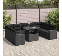 sephironlbb Salon jardin 10 pièces résine tressée noir avec coussins amovibles ensemble modulable pour terrasse balcon patio avec rangement sac résistant à l'eau table réglable pour réception apéritif