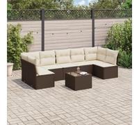 sephironlbb Salon Jardin 8 pcs en résine tressée Marron avec Coussins crème modulable pour terrasse Balcon Patio avec Rangement Sac résistant à l'eau et Table Basse Verre trempé