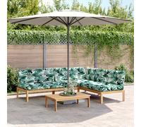 sephironlbb Salon Palette de Jardin en Bois d'acacia Massif avec Coussins Verts imperméables 4 pièces Comprenant Table, canapé d'angle et modules centraux pour terrasse, Balcon, Patio