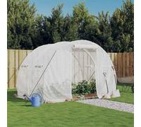 sephironlbb Serre avec cadre en acier, blanc, 6 m², 3 x 2 x 2 m, bâche en polyéthylène résistante aux UV, porte et fenêtre enroulables, serre stable pour la culture des légumes, protection des plantes