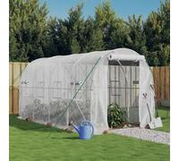 sephironlbb Serre avec cadre en acier blanc 8 m² 4 x 2 x 2 m avec couverture en polyéthylène, fenêtres enroulables et porte, stable pour jardin et terrasse, idéale pour la maison de plantes, la maison