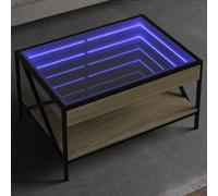 sephironlbb Table Basse avec LED Infini chêne Sonoma 70x50x38 cm, Meuble Salon avec Plateau Robuste et Rangement, Lampe décorative télécommande, Coin séjour Multifonction, apéritif et Bureau