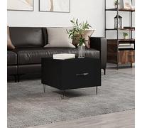 sephironlbb Table Basse Noir en Bois d'ingénierie 50x50x40 cm avec tiroir Rangement Plateau Robuste Pieds en Fer pour Salon séjour Bureau Coin apéritif décoration modulable