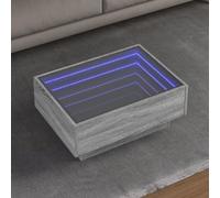sephironlbb Table Basse Sonoma Gris 70x50x30 cm Bois d'ingénierie avec LED, Meuble Salon Multifonction, Plateau Robuste avec Rangement, Lampe décorative pour séjour Chambre Bureau