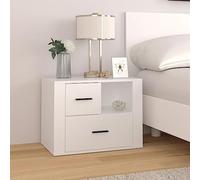 sephironlbb Table de Chevet Blanc en Bois d'ingénierie 60x36x45 cm avec 2 tiroirs et Compartiment, Meuble de Rangement Compact pour Chambre, Salon, entrée, Bureau, Organiseur Pratique