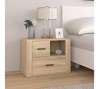 sephironlbb Table de Chevet chêne Sonoma 60x36x45 cm Bois d'ingénierie avec 2 tiroirs et Compartiment, Meuble de Rangement Compact pour Chambre, Salon, entrée, Organiseur Pratique et Design