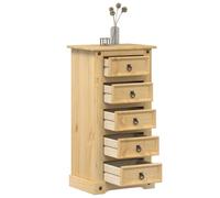 sephironlbb Table de Chevet Corona en Bois de pin Massif 53x39x103 cm avec 5 tiroirs, poignées métal, Rangement Compact pour Chambre, Salon, entrée, Bureau, Meuble Console Pratique