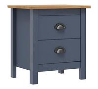sephironlbb Table de Chevet Hill en Bois de pin Massif Gris avec 2 tiroirs 46x35x49,5 cm Meuble de Rangement Compact pour Chambre Salon entrée, Console Nuit Pratique et organisée