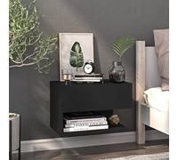 sephironlbb Table de Chevet Murale en Bois d'ingénierie Noir 46x29,5x30 cm avec Rangement Compact pour Chambre, Salon, entrée, Support Lampe, Livre, téléphone, Chargeur, Organiseur