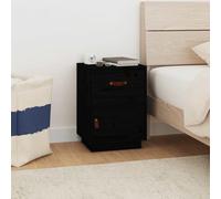 sephironlbb Table de Chevet Noir en Bois de pin Massif 40x34x55 cm avec tiroir et Porte réversible, Meuble de Rangement Compact pour Chambre, Salon, entrée, Bureau, Organiseur Pratique et Design