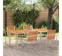sephironlbb Table de Salle à Manger extérieure 180x90 cm en Bois d'acacia et Acier Inoxydable pour Jardin terrasse Balcon Patio Repas Convivial et mobilier Robuste