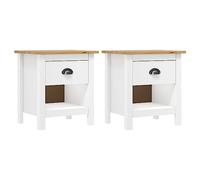 sephironlbb Tables de Chevet 2 pcs Hill en Bois de pin Massif 46x35x49,5 cm avec tiroir et étagère, Meuble de Rangement Compact pour Chambre, Salon, entrée, Bureau, Console Nuit Pratique et Stable