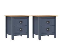 sephironlbb Tables de Chevet Hill 2 pcs Gris Bois de pin Massif 46x35x49,5 cm avec 2 tiroirs Rangement Compact pour Chambre Nuit Salon entrée, Meuble Console Organiseur