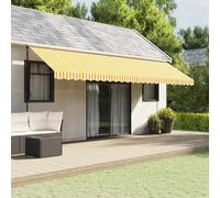 sephironlbb Tissu de Remplacement cantonnière Store banne auvent Marquise 600 cm Polyester PU Jaune Blanc résistant UV Pluie ombrage terrasse Jardin extérieur Balcon