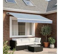 sephironlbb Toile de Rechange pour Store banne auvent Marquise pergola 350 x 250 cm Polyester Bleu et Blanc pour ombrage terrasse Jardin extérieur Protection Pluie Chaleur
